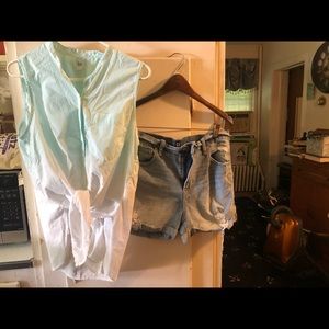 Gap summer top and ripped shorts
